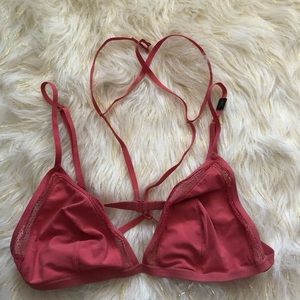 Victoria Secret Womens Bra Strappy Plunge Pink  L